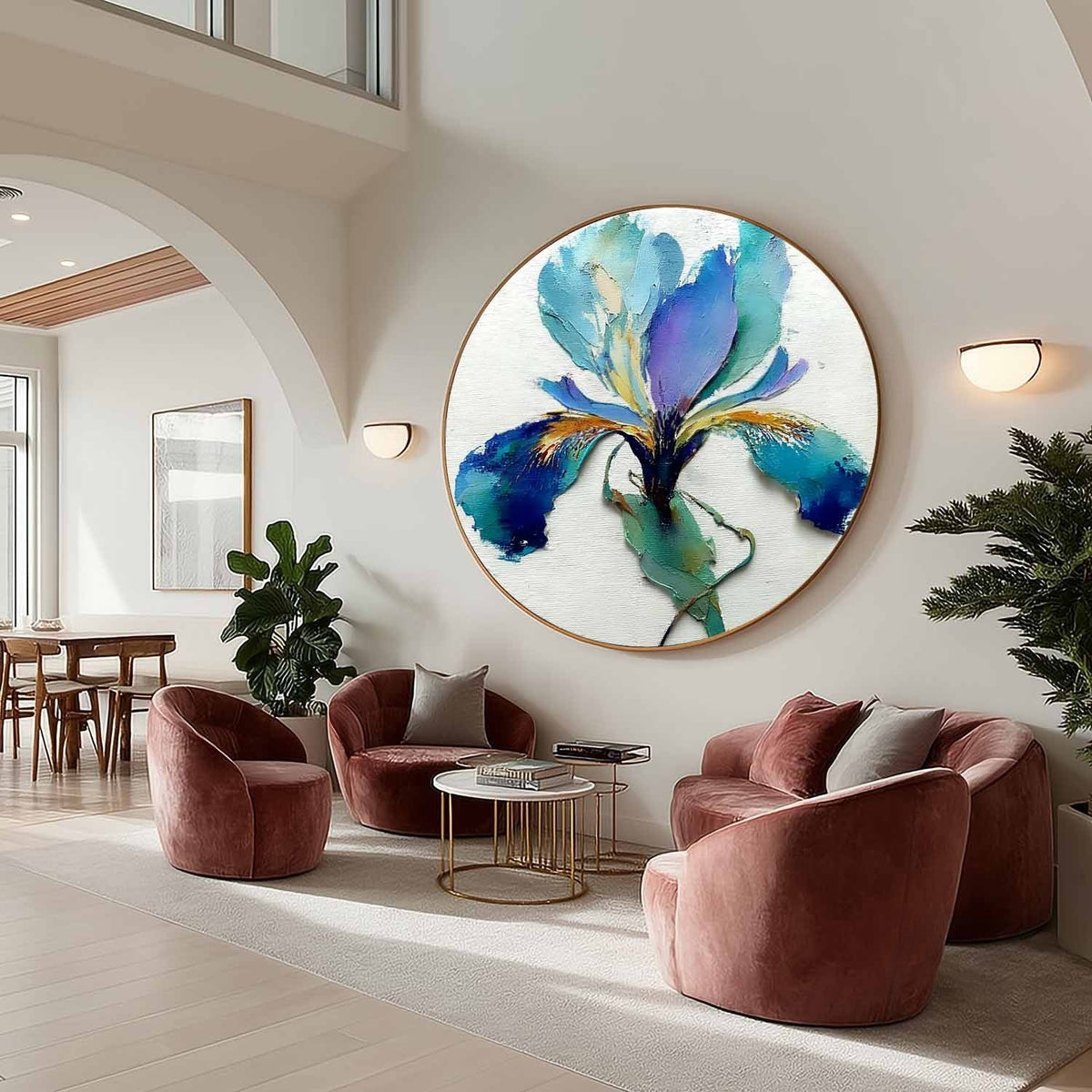 Wall Art Textured Impasto Iris Flower