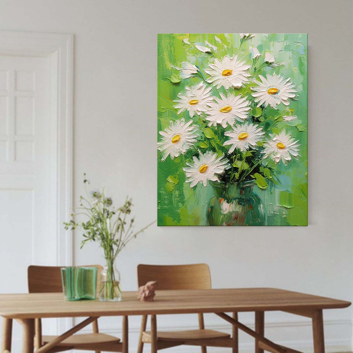 Colorful Textured Daisy Floral Oil Painting Impressionist