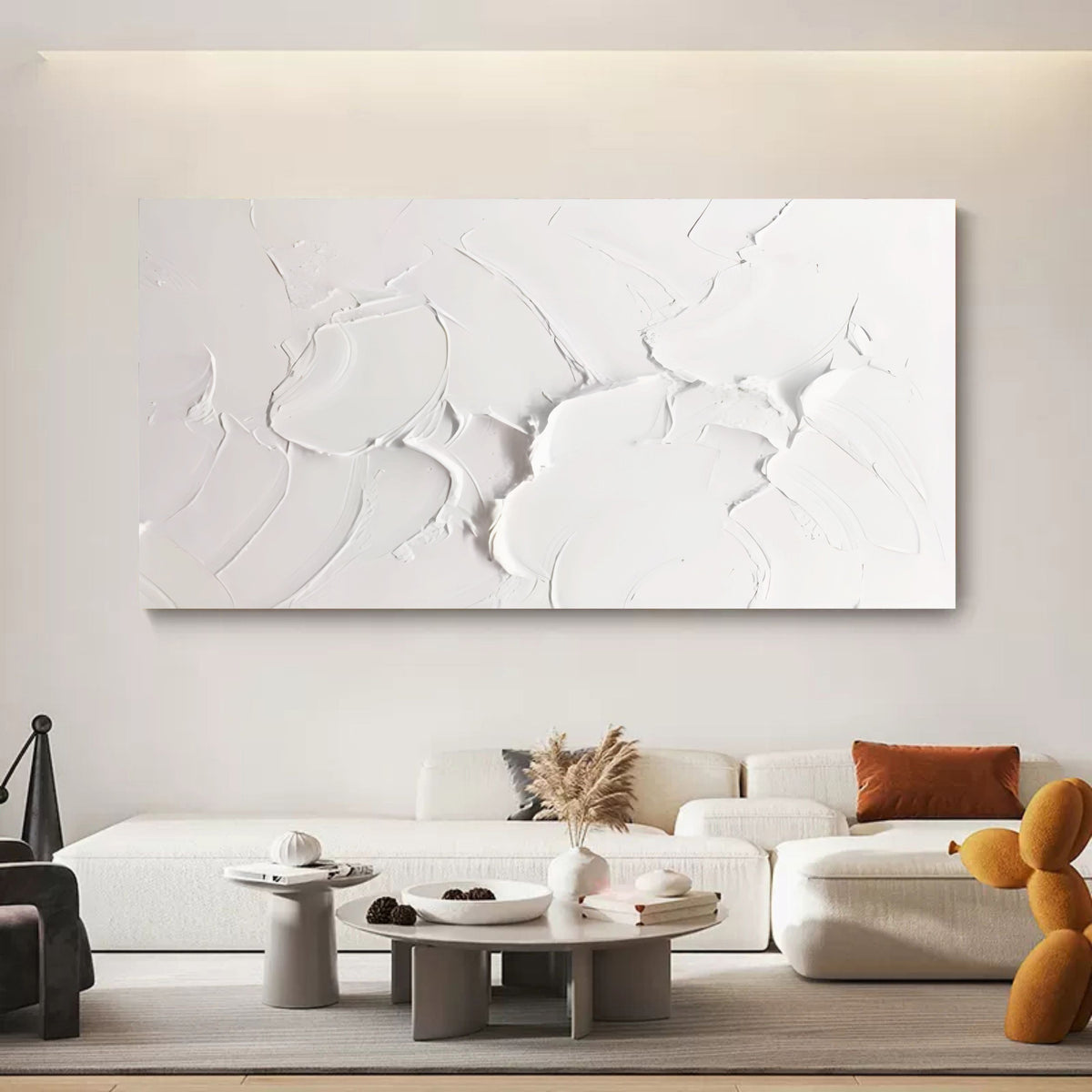 Pure White Textured Impasto Painting