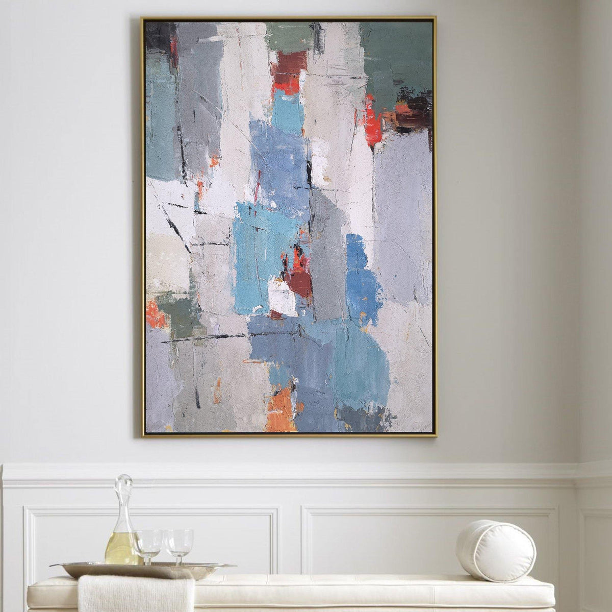 Textured Color Block Painting Vertical Contemporary