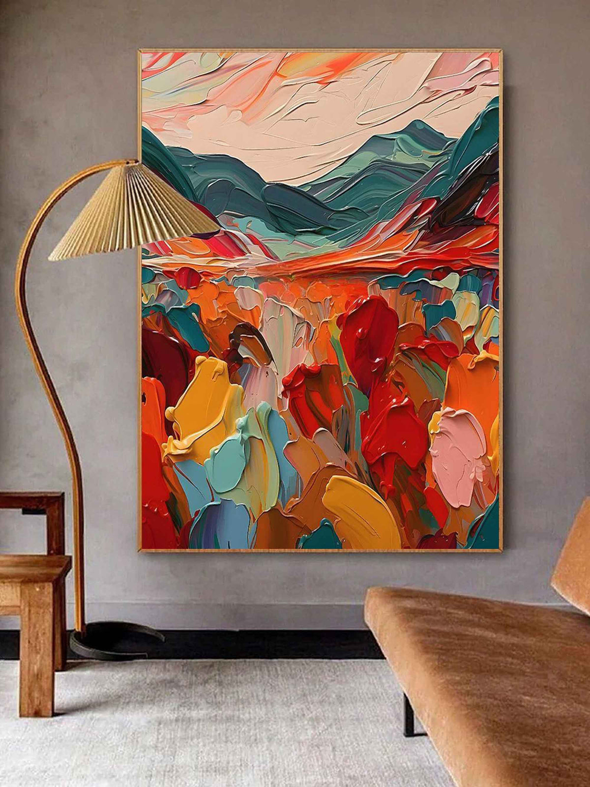 Colorful  Vibrant Mountain Landscape Painting