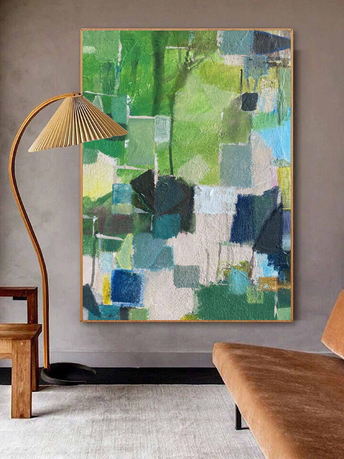 Abstract Geometric Green & Blue Painting