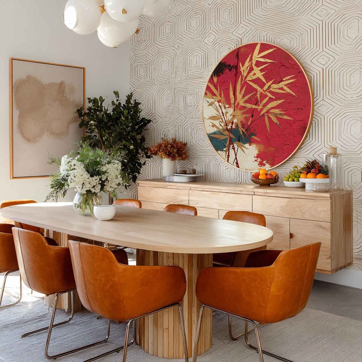 Wall Art Oriental Golden Bamboo Textured