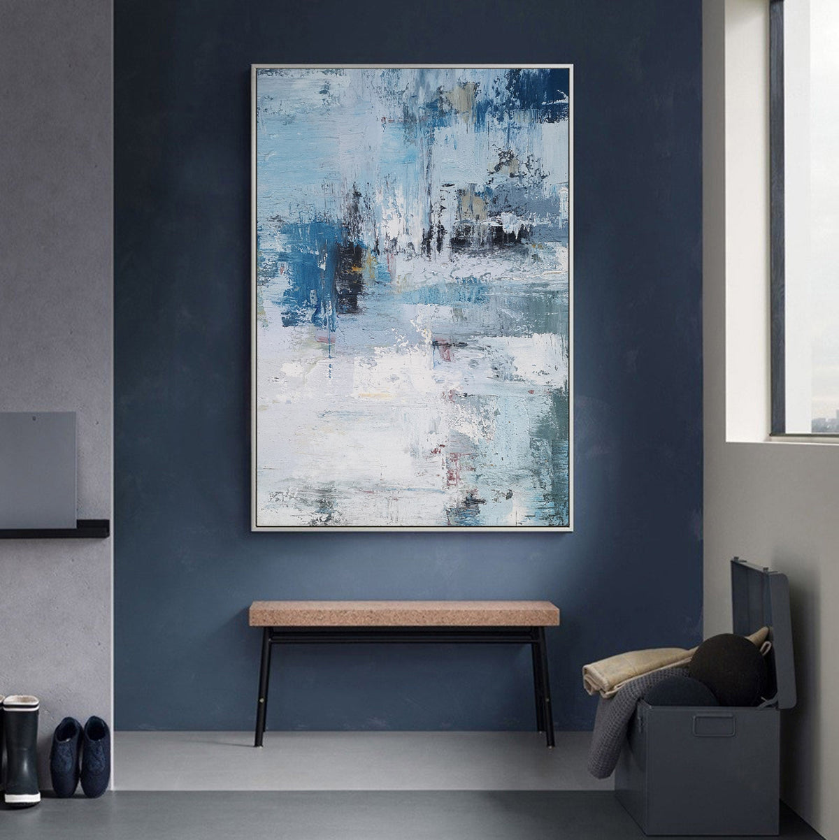 Coastal Breeze Abstract Oil Painting Vertical