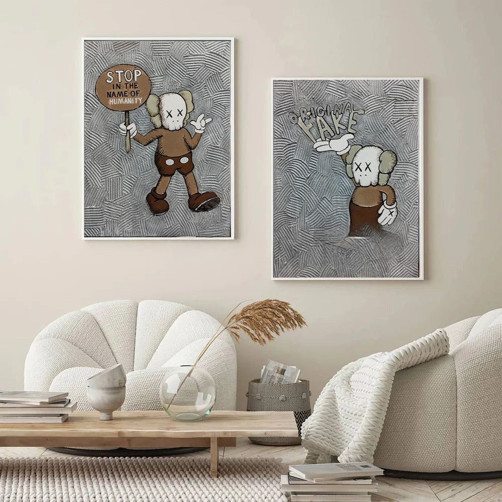 Kaws Companion 2-Piece Pop Art Painting Set - Neutralighting