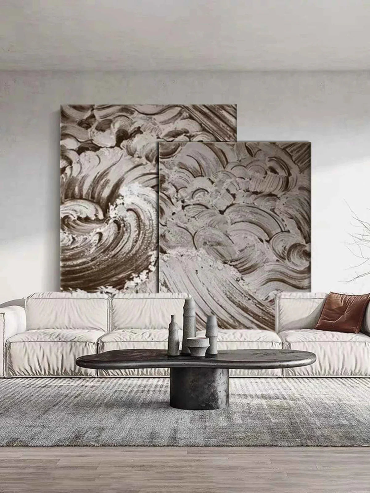 Brown Wave Texture 2 Piece Wall Art Set