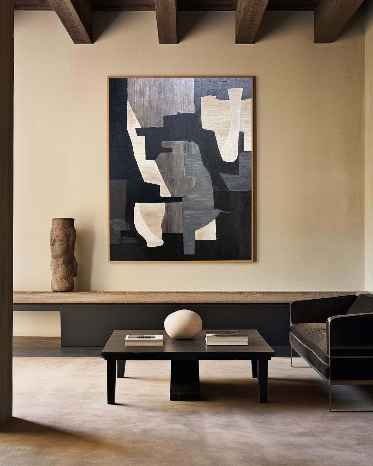 Monochrome Geometric Block Painting
