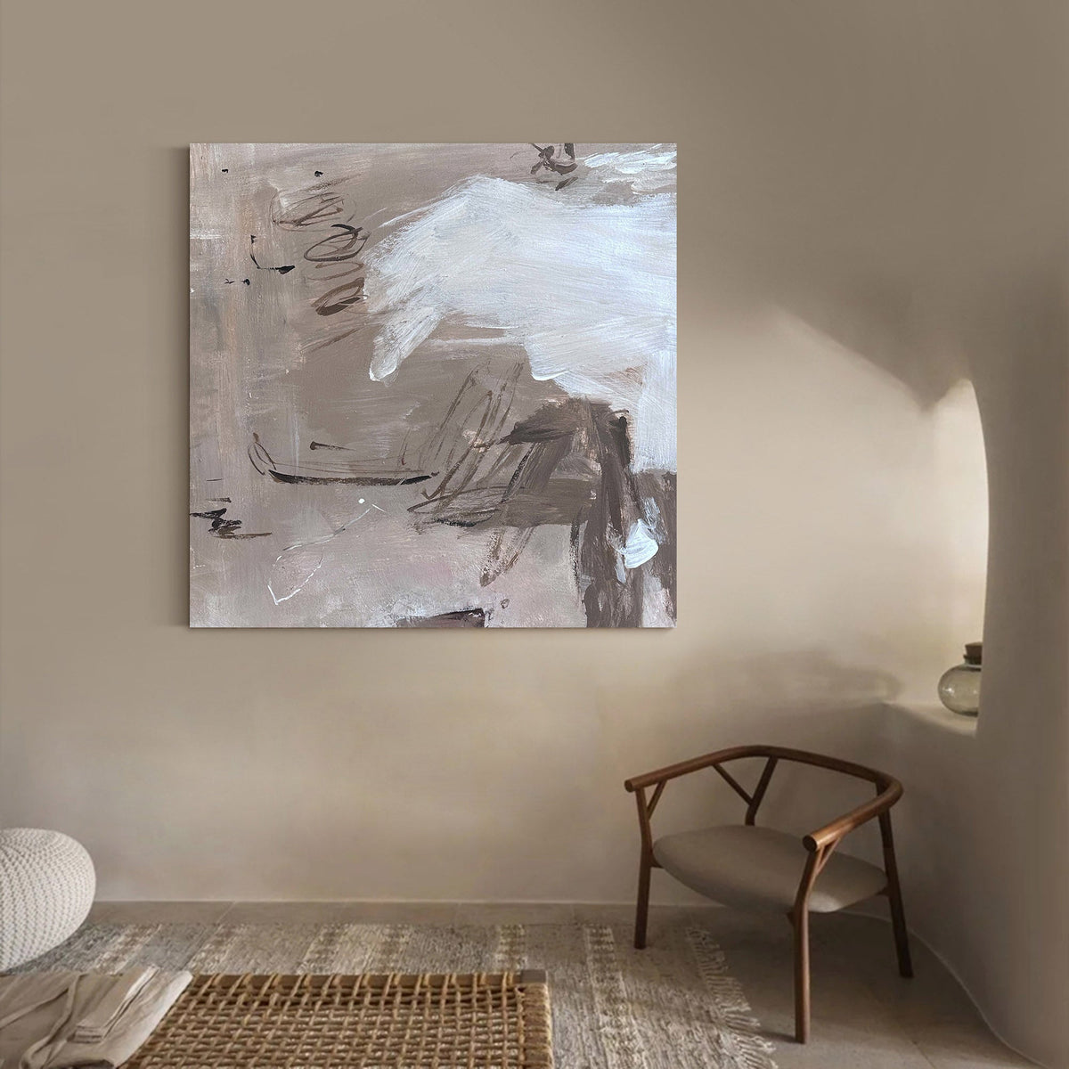 Wall Art Neutral Abstract Line Sketch Texture Modern Minimalist Living Room