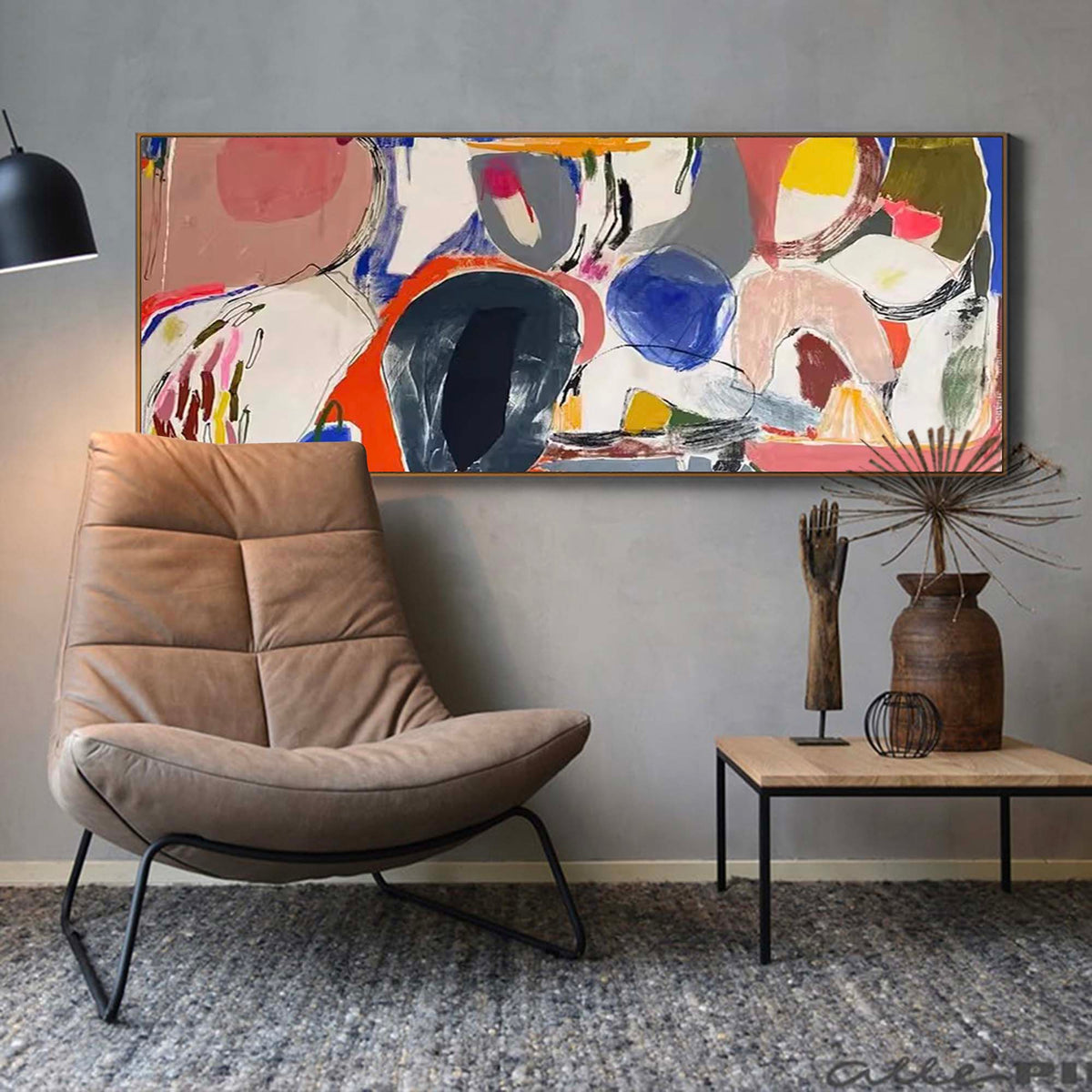 Abstract Expressionist Oil Painting Bold Colorful