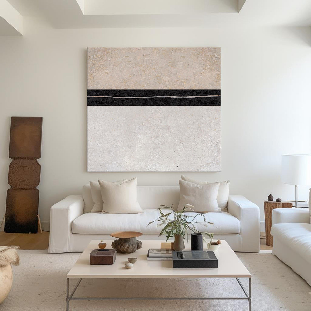 Minimalist Horizontal Line Abstract Oil Painting