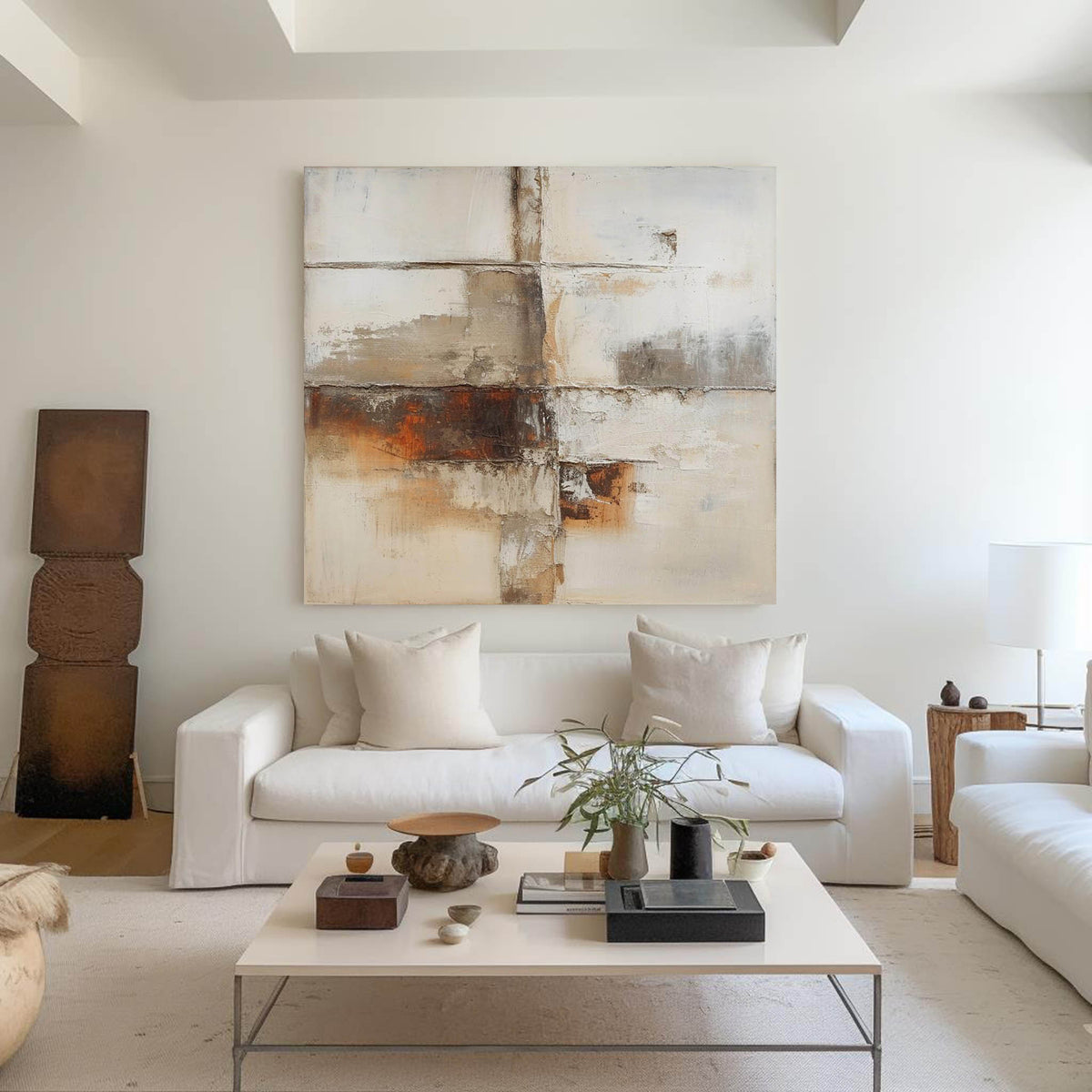 Neutral Beige Brown Abstract Painting
