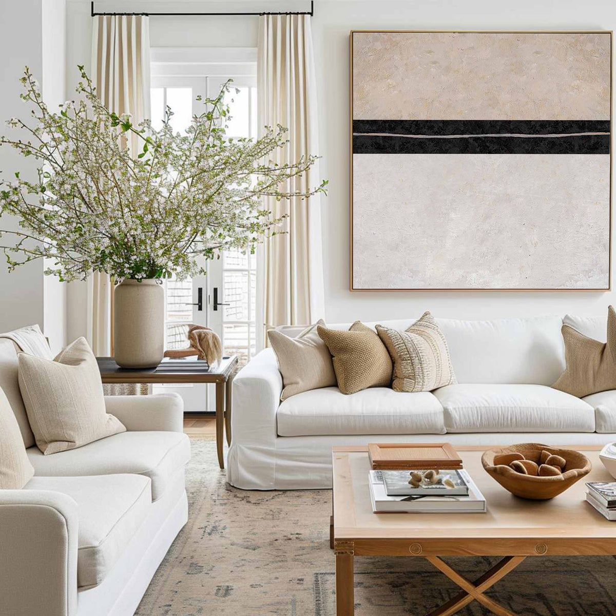 Minimalist Horizontal Line Abstract Oil Painting