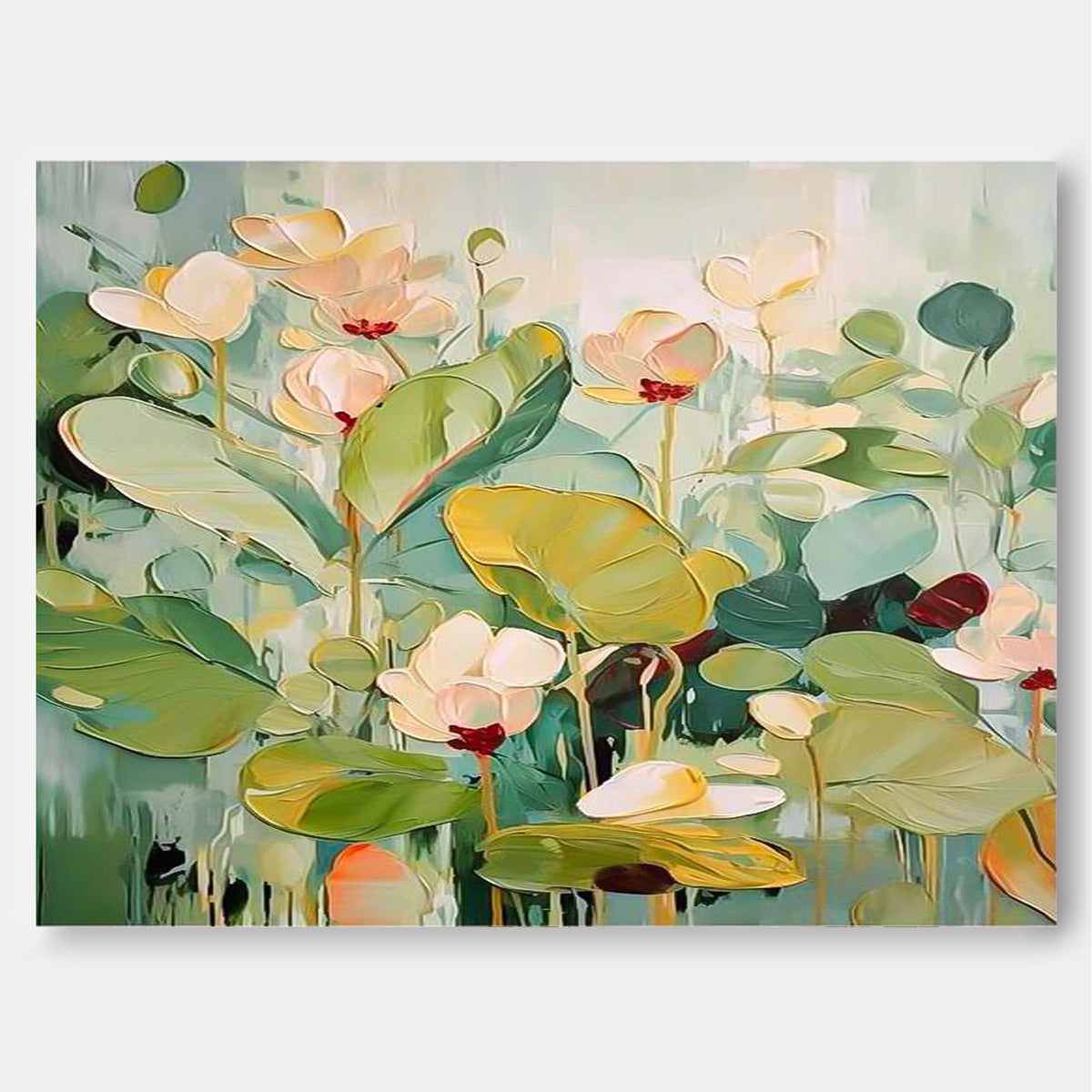 Wall Art Water Garden Bloom Wall Art Lotus Pond in Green