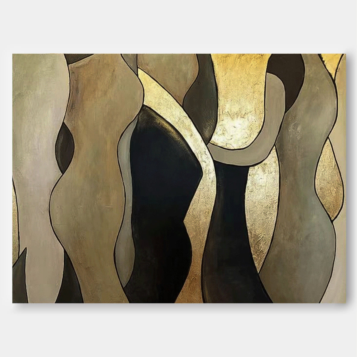Gilded Biomorphic Abstract Painting Luxurious