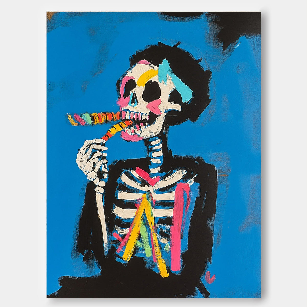 Pop Art Skeleton Painting Vibrant Modern Wall Art