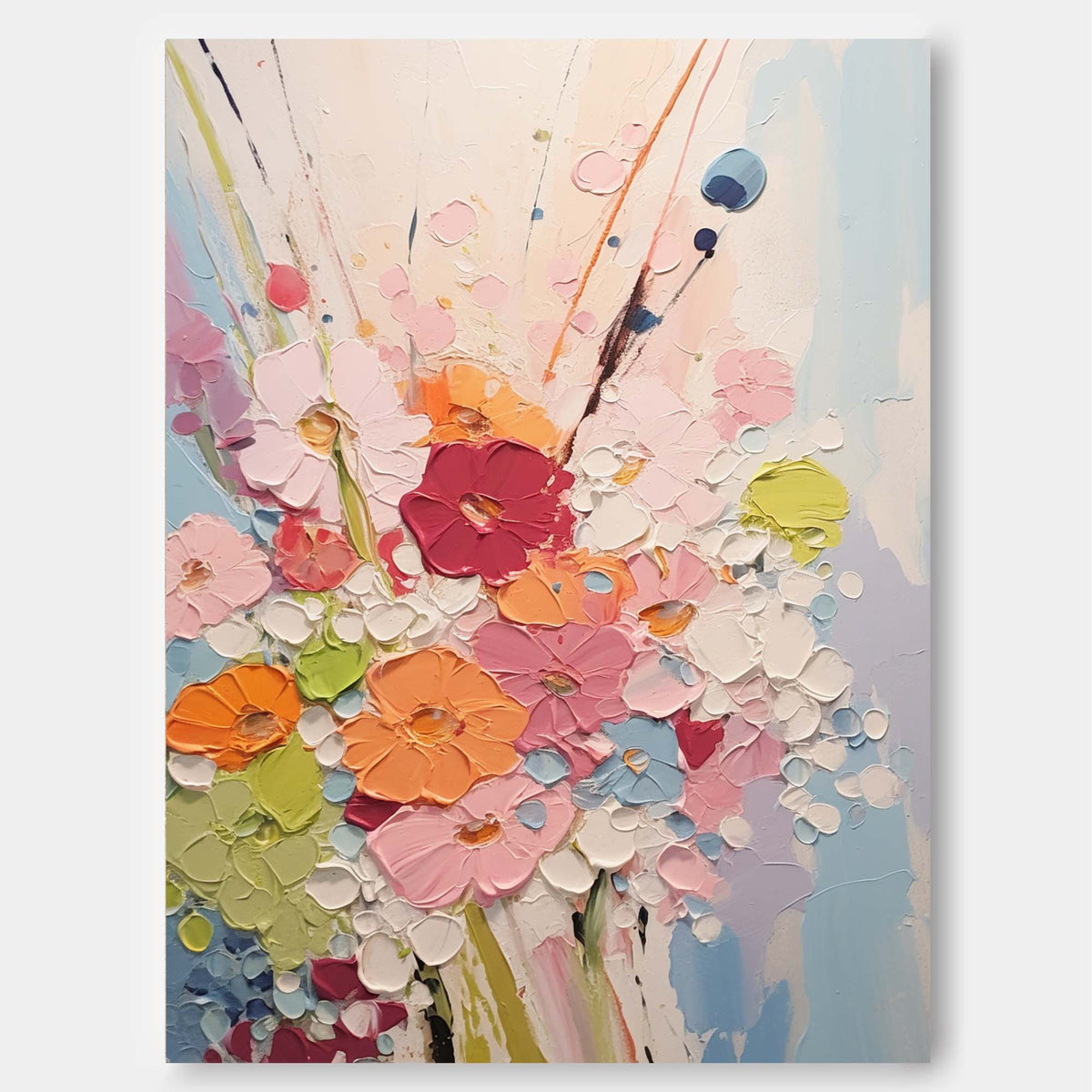 Impasto Textured Wildflower Bouquet Painting