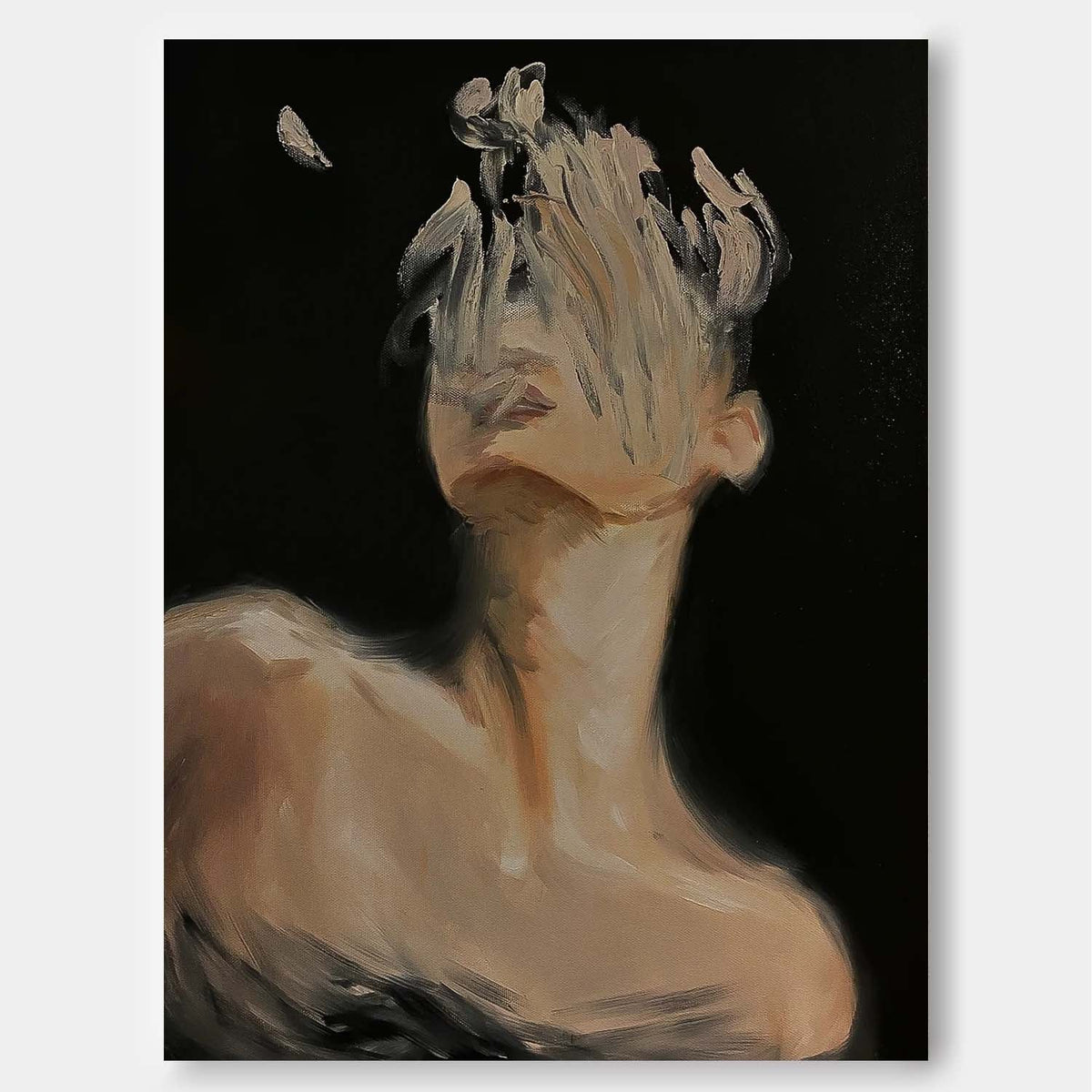 Figure With Obscured Face Moody Wall Decor