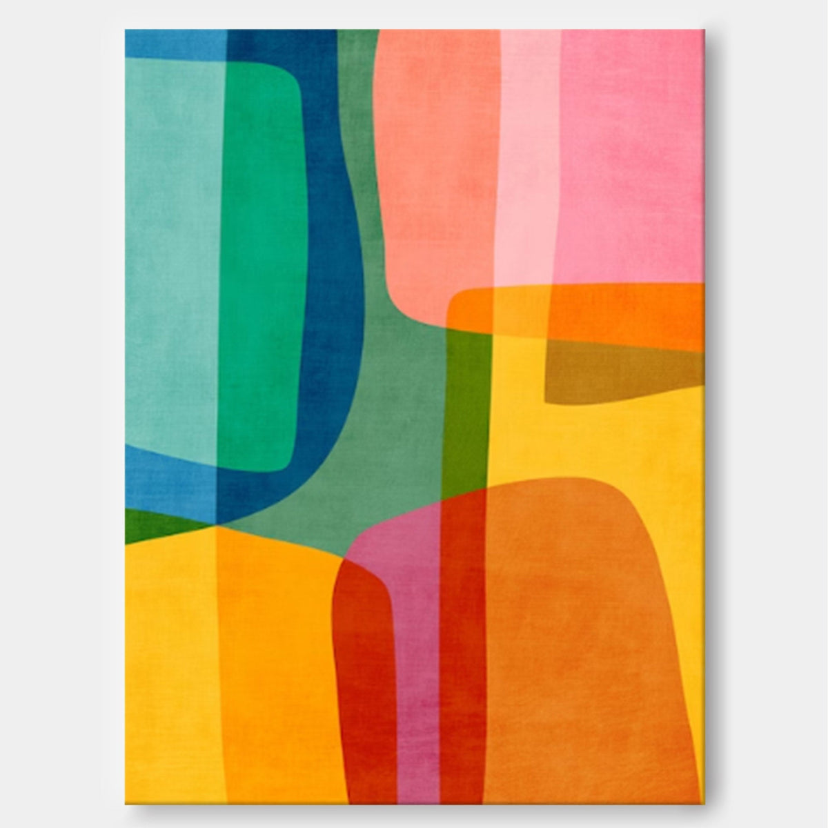 Vibrant Color Block Abstract Oil Painting