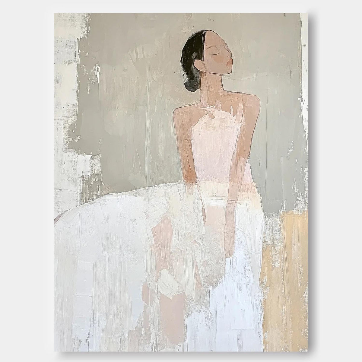 Minimalist Ballerina Painting Serene Wall Art Elegant