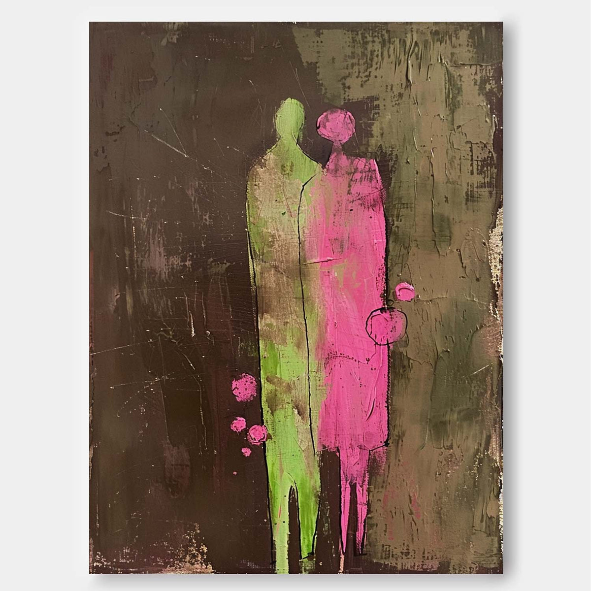 Wall Art Impasto People Silhouette Romantic Decor