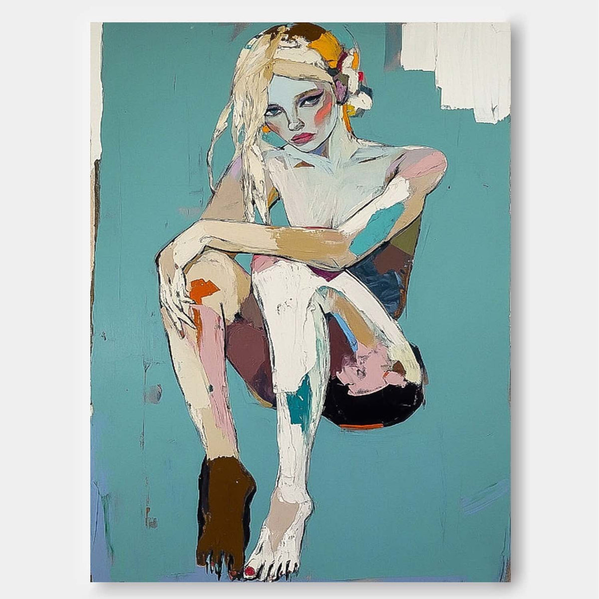 Contemplative Seated Figure Oil Painting