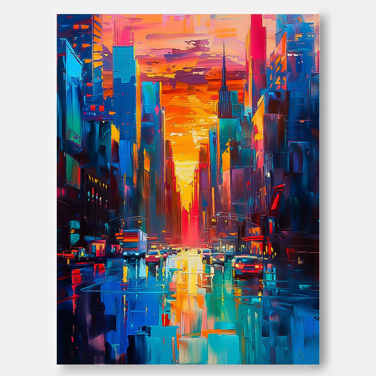 Wall Art Architecture Rainy Moody Night Decor