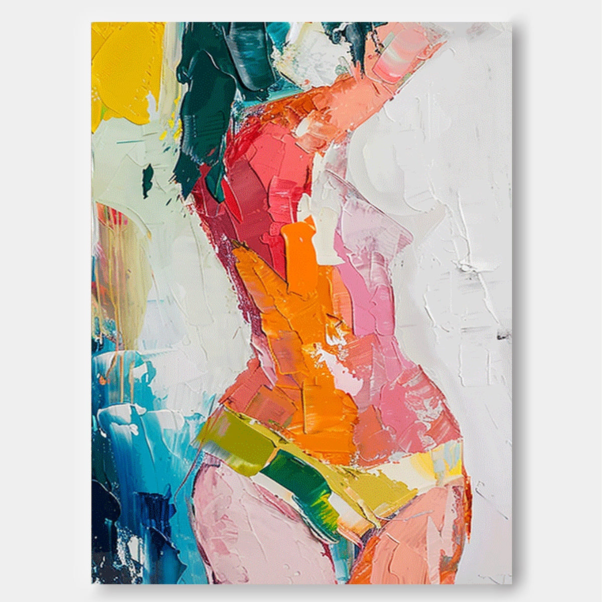 Dynamic Impasto Abstract Female Figure Painting