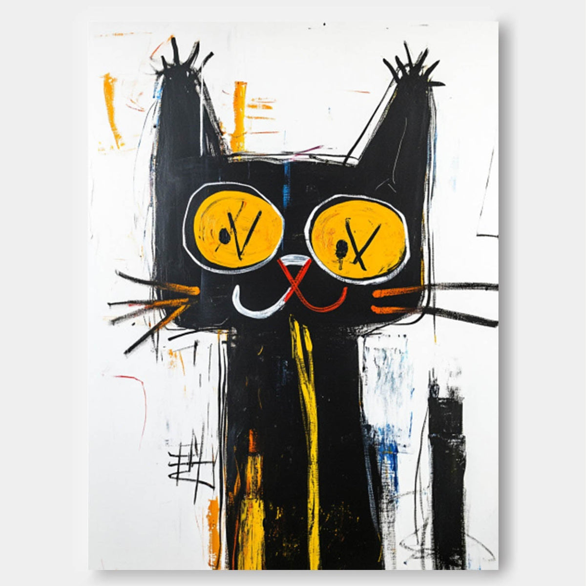 Abstract Black Cat With Yellow Eyes Pop Art