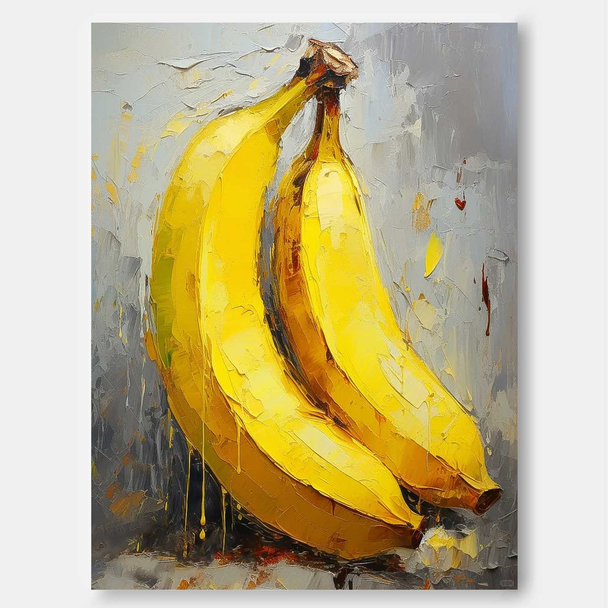 Impasto Banana Painting Vibrant Yellow