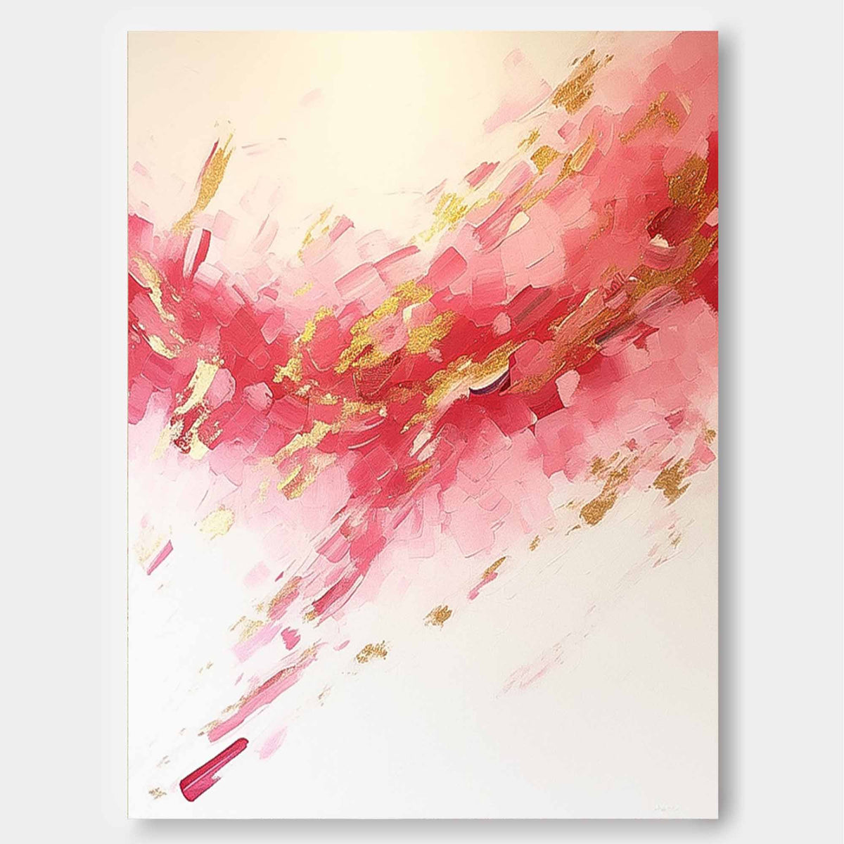 Abstract Pink & Gold Painting Vibrant Modern