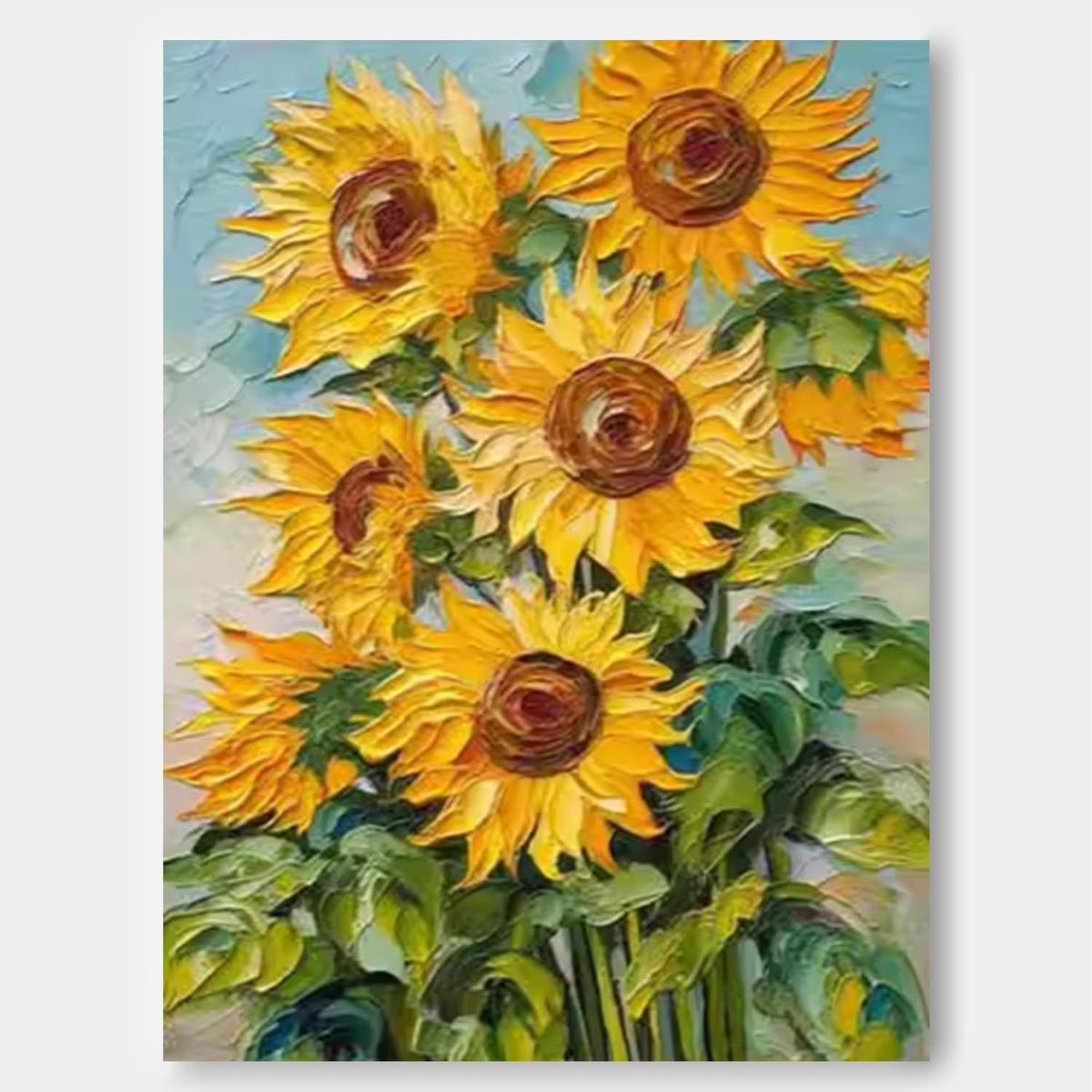 Vibrant Impasto Sunflower Oil Painting Yellow Floral
