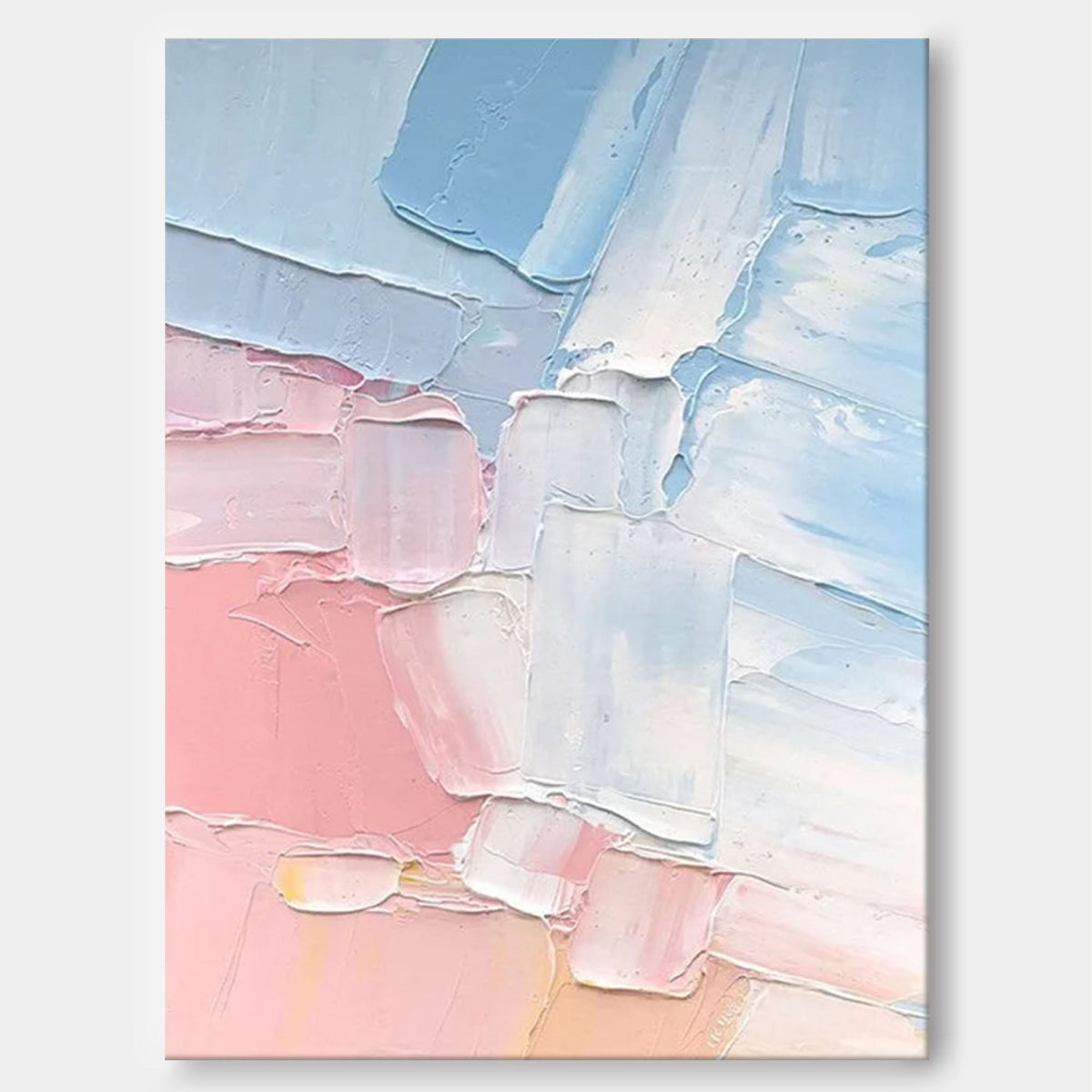 Vibrant Color Block Oil Painting Pink Blue