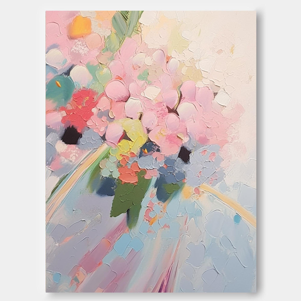 Textured Hydrangea Bouquet Painting Soft Pink