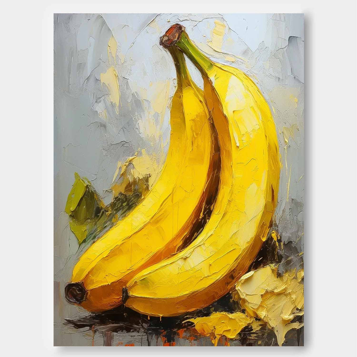Impasto Banana Painting Vibrant Yellow