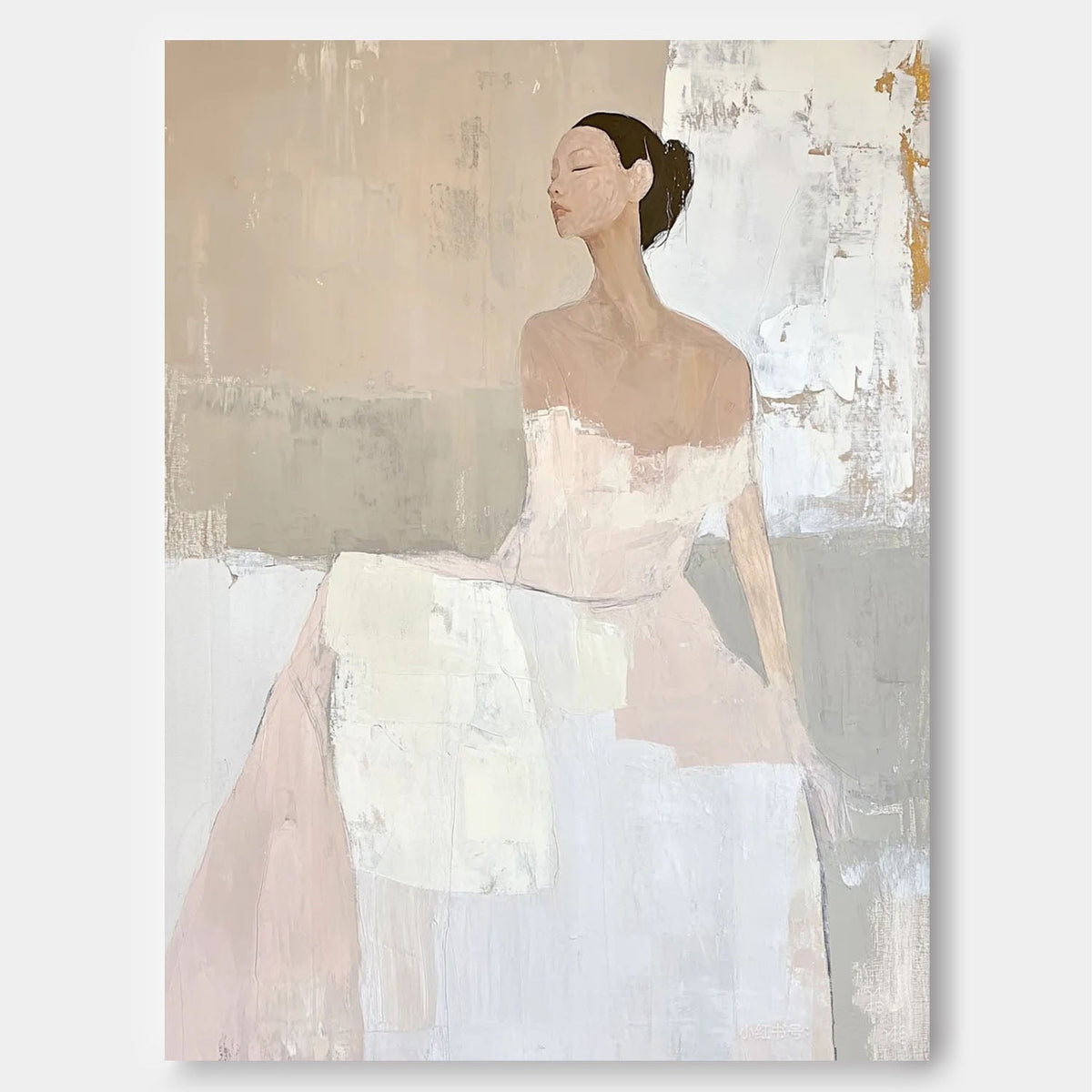 Neutral Muted‑Tone Ballerina Figure Wall Art