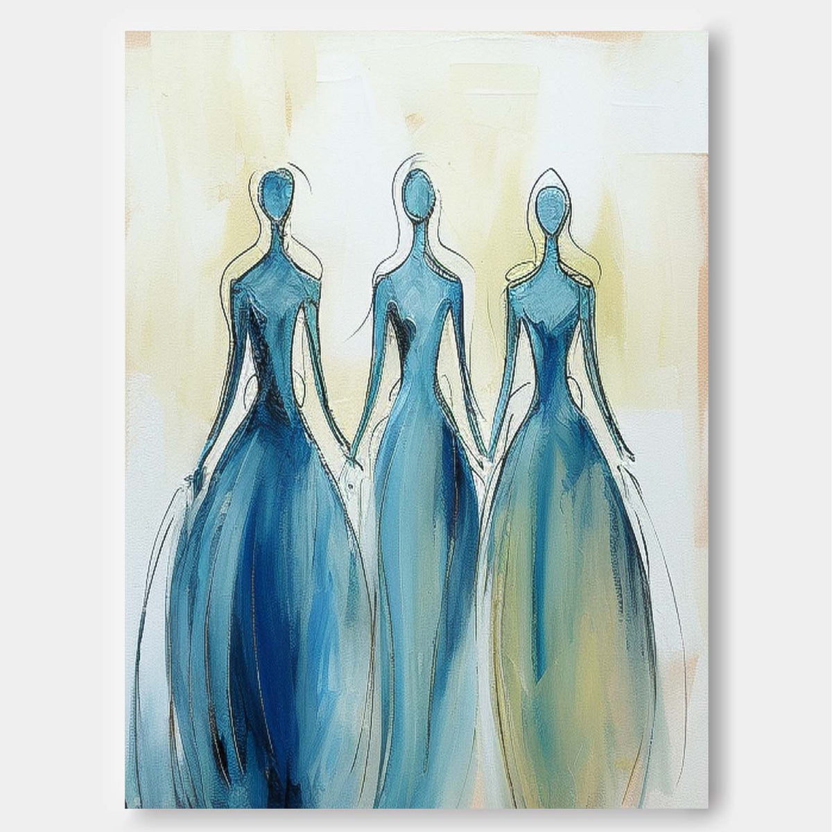 Three Blue Dresses Feminine Wall Art
