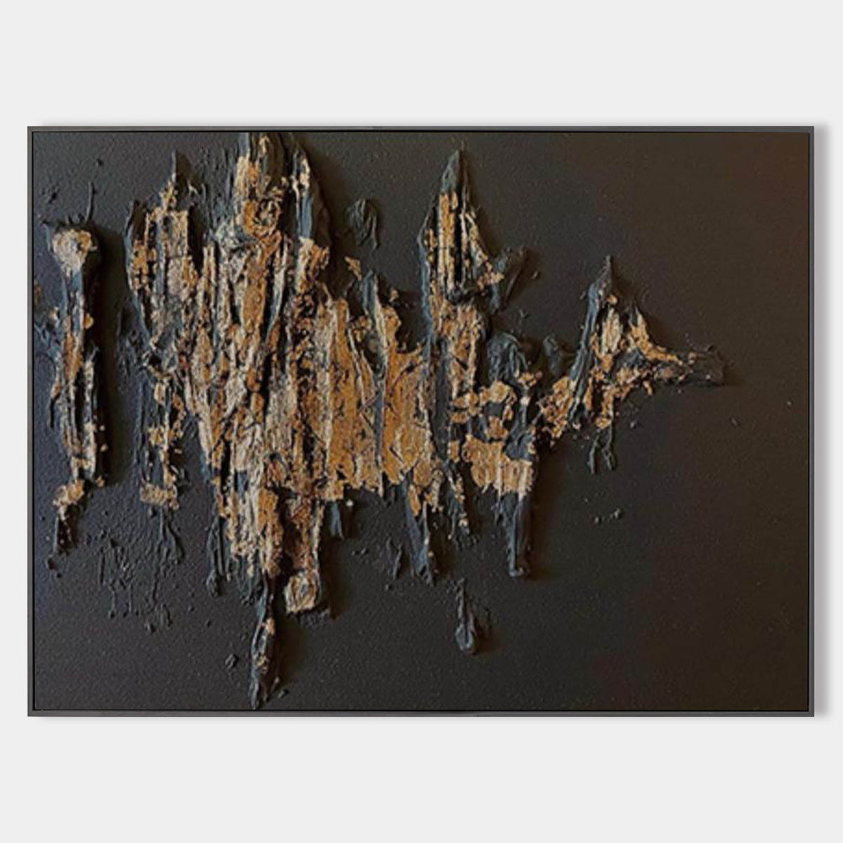 Black & Gold Impasto Abstract Painting