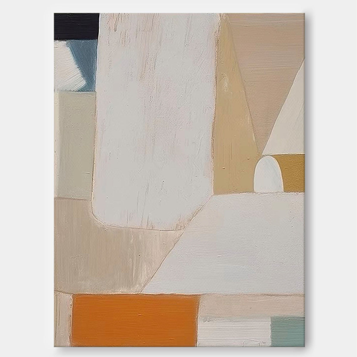 Neutral Geometric Abstract Oil Painting