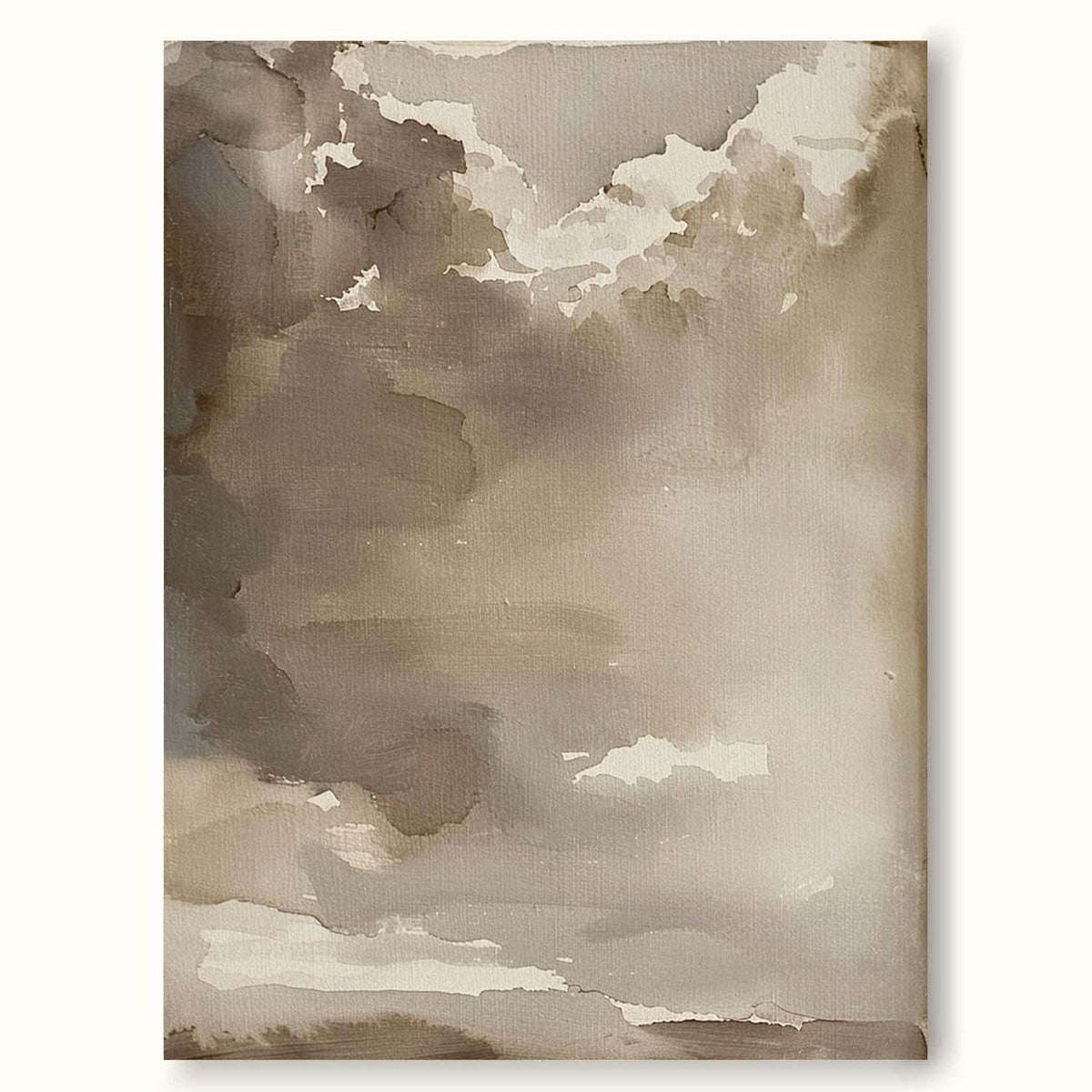 Misty Silence Neutral Abstract Oil Painting