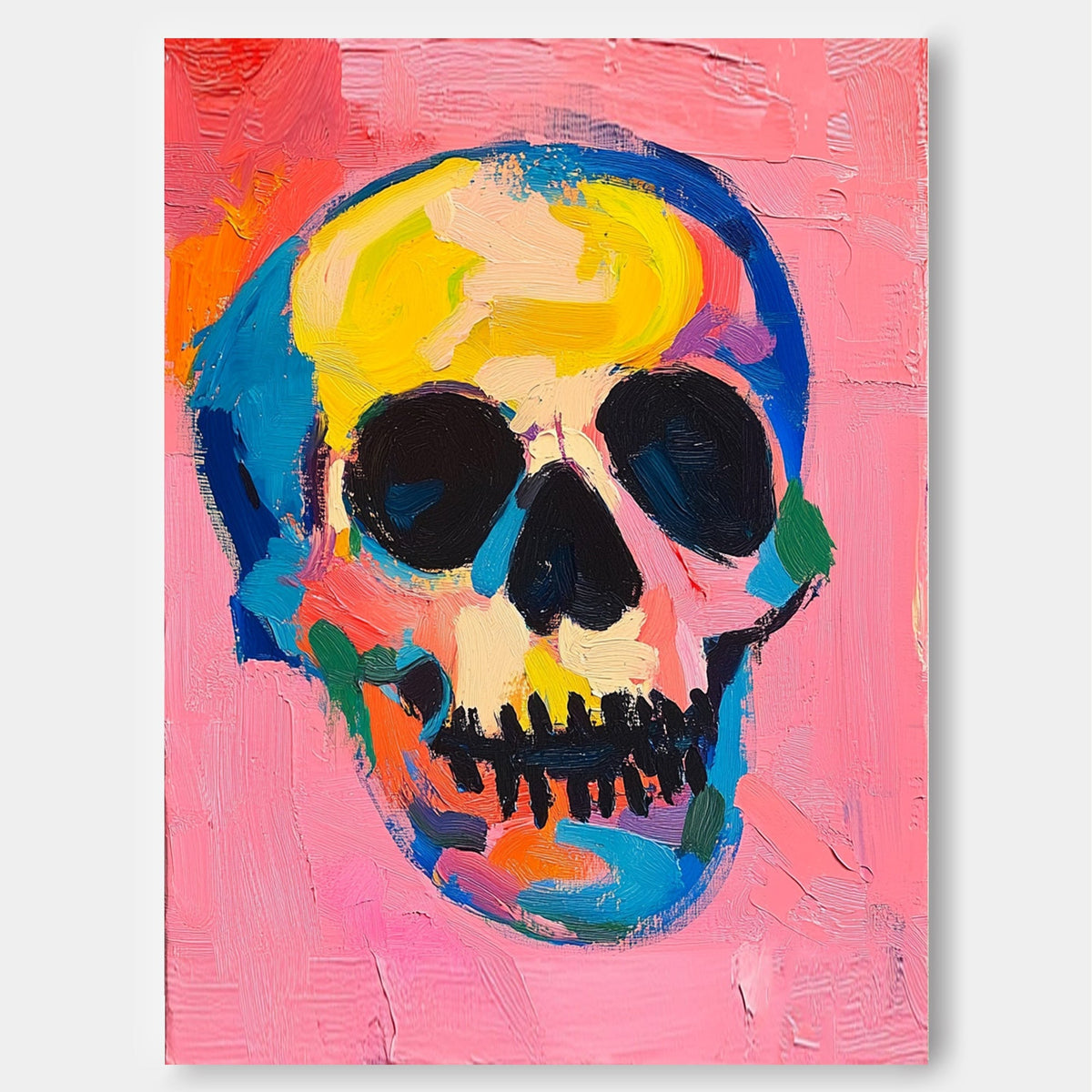 Pop Art Skull Painting Vibrant Modern Wall Art Bold