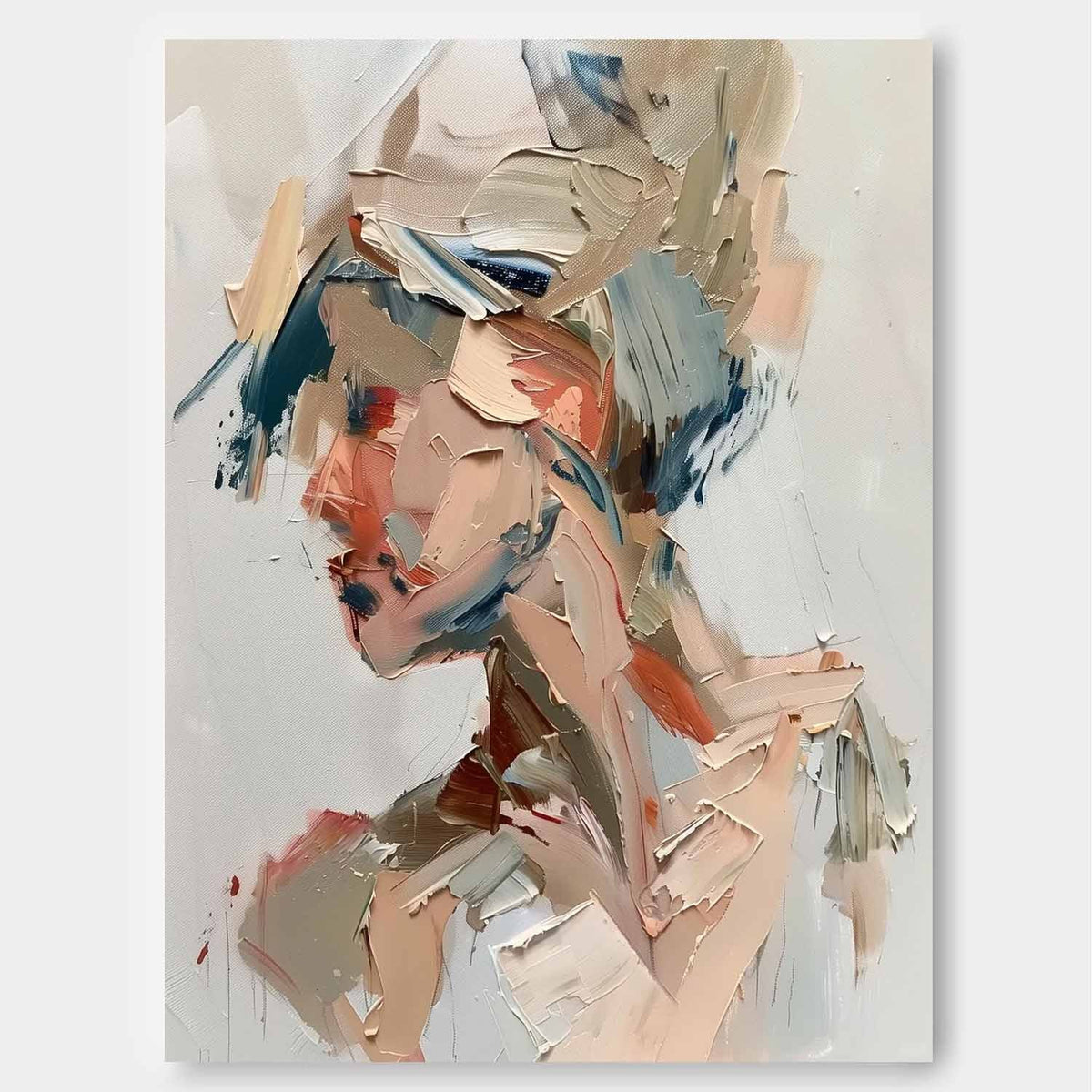 Impasto Abstract Female Portrait Textured