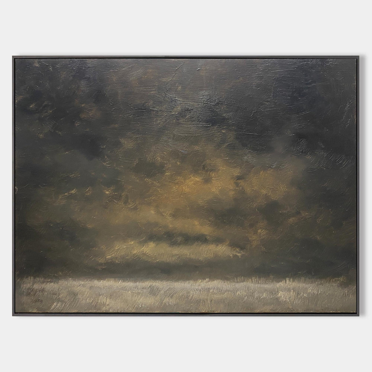 Moody Gold Charcoal Landscape Oil Painting