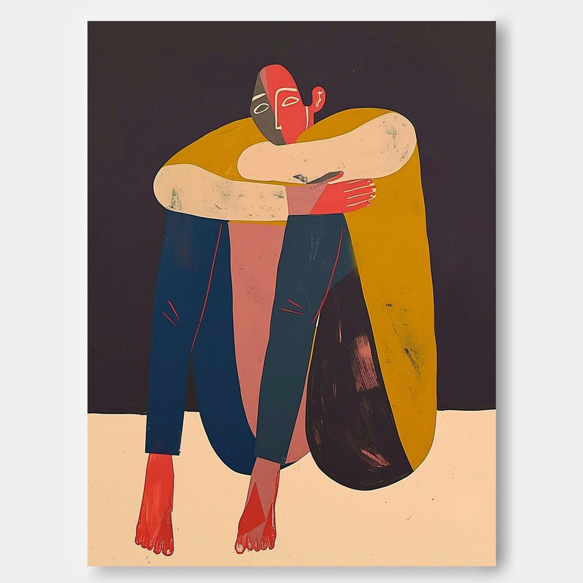 Modern Abstract Embrace Painting Intimate