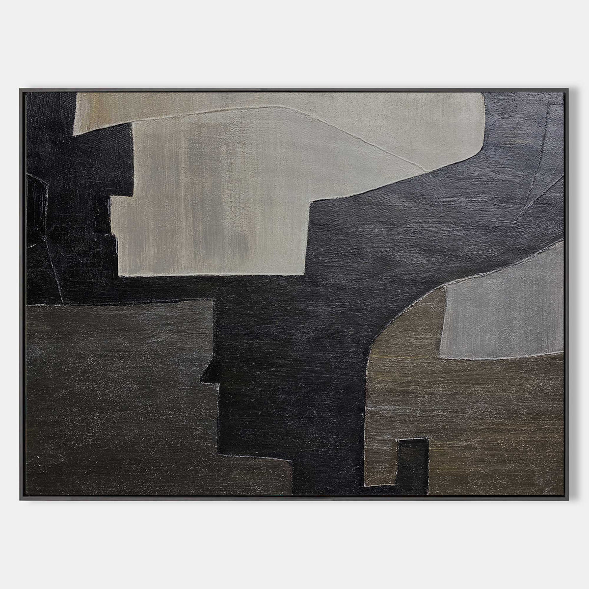 Minimalist Black Beige Geometric Abstract Painting