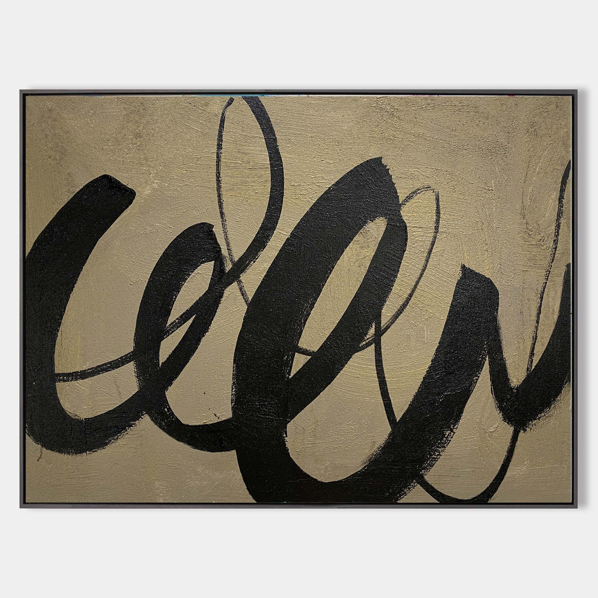 Gestural Calligraphic Abstract Unstretched Linen Canvas Wall Decoration