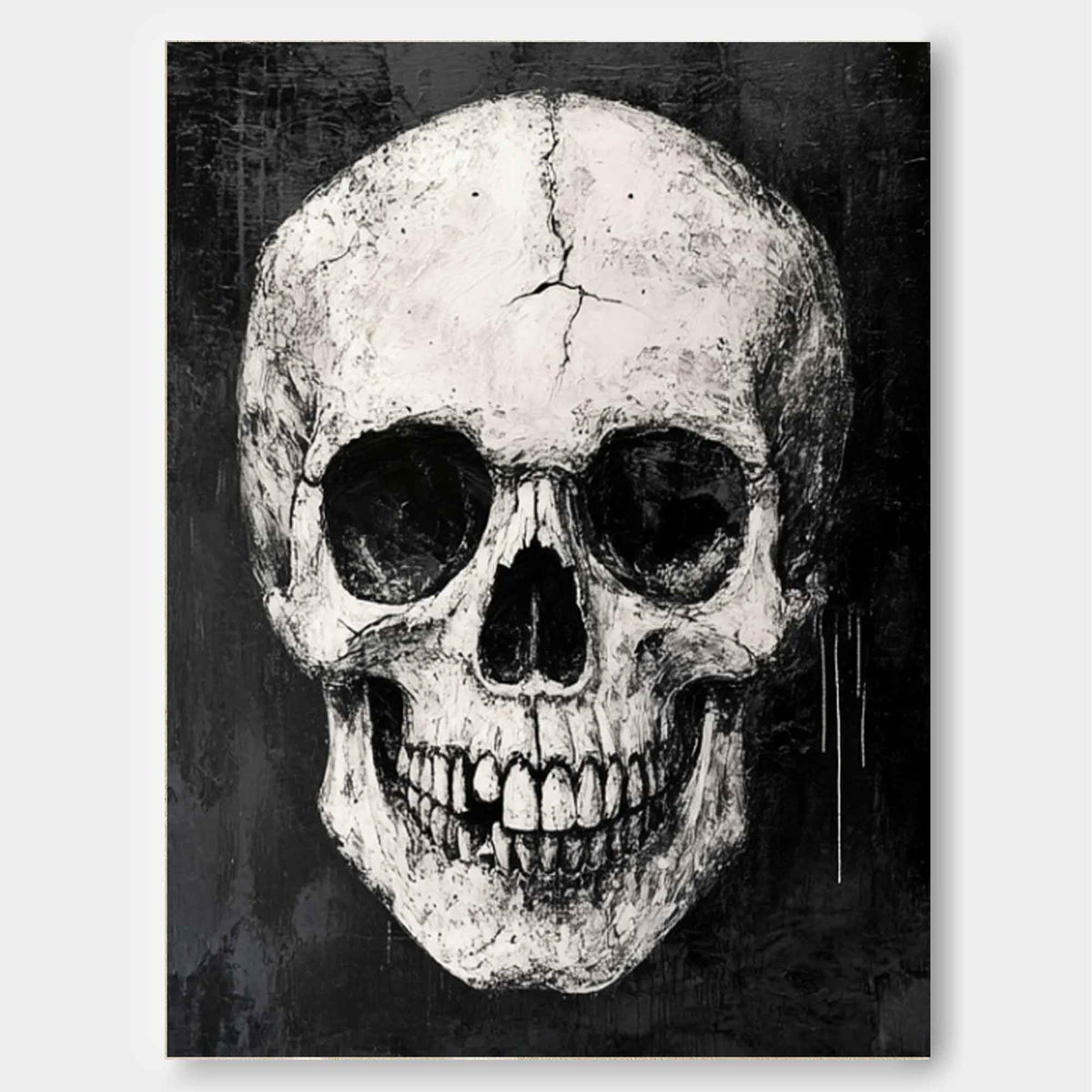 Expressionist Skull Painting Monochromatic
