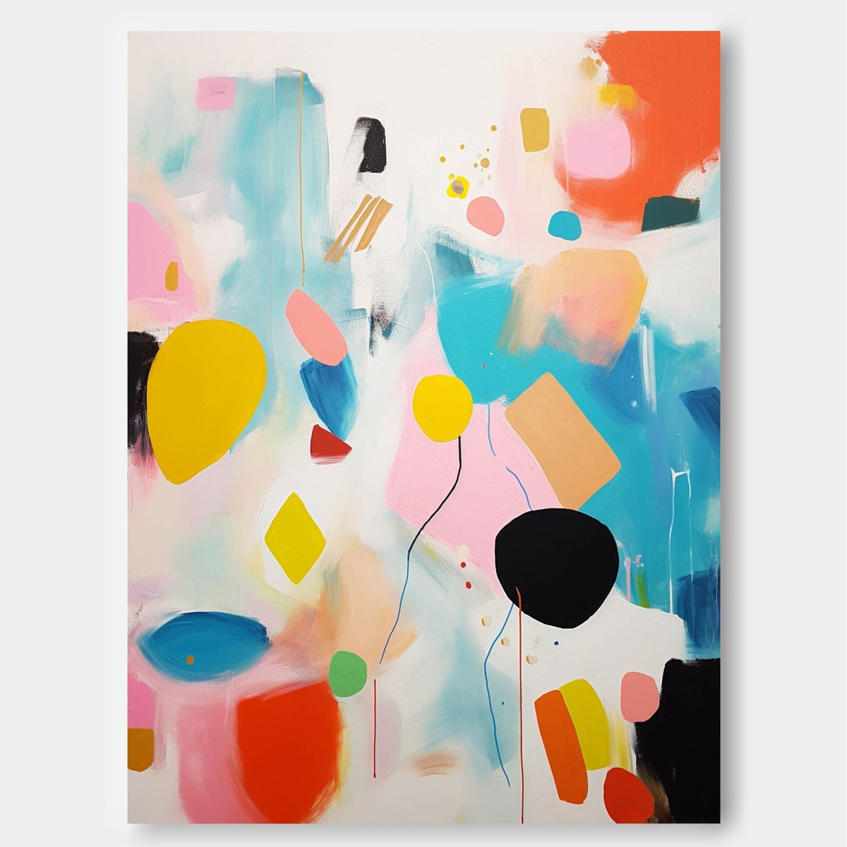 Playful Painting Colorful Shapes Modern Wall Art
