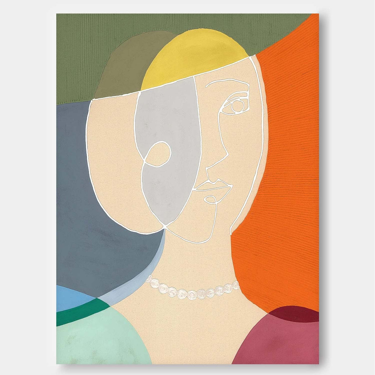 Modern Cubist Portrait Elegant Modern Wall Art