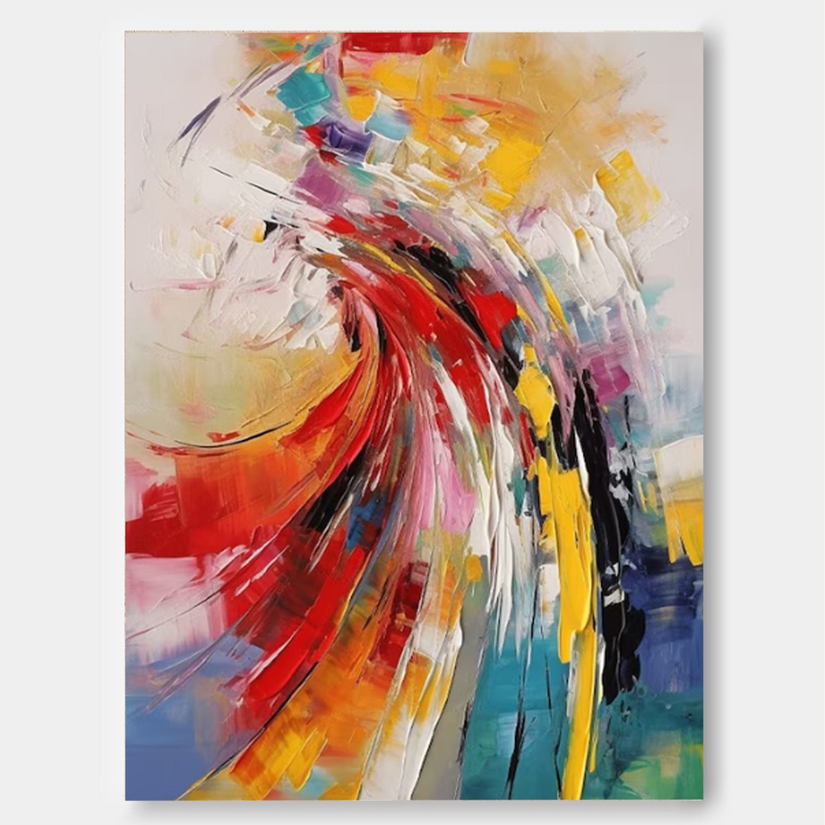 Chromatic Surge Abstract Oil Painting