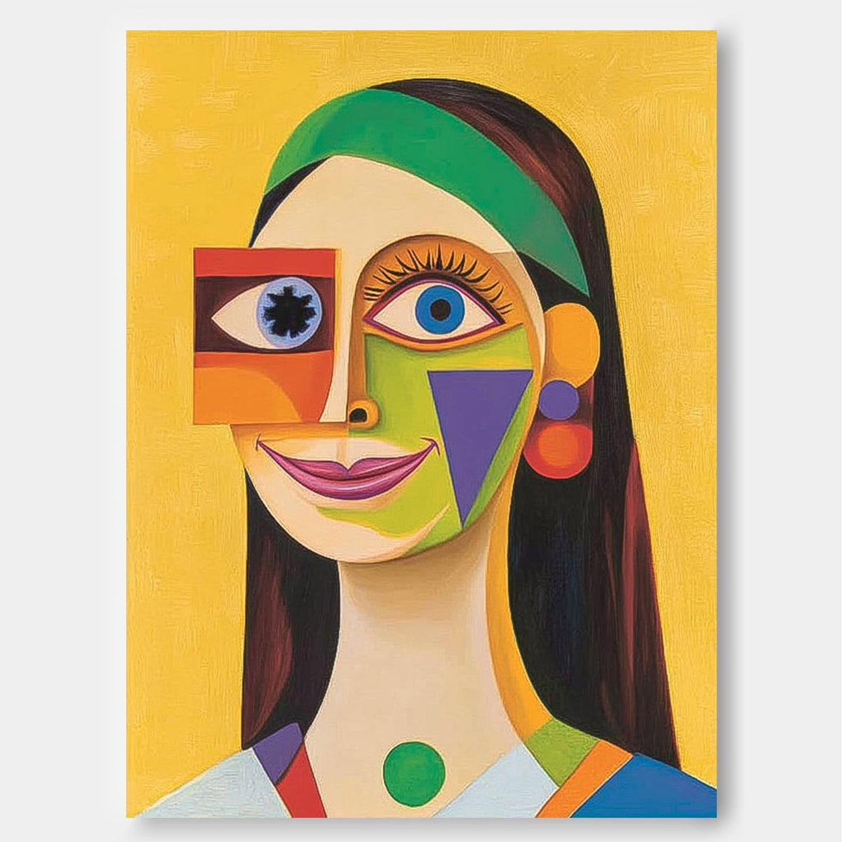 Two-Eye Portrait Vibrant Headband Oil Painting